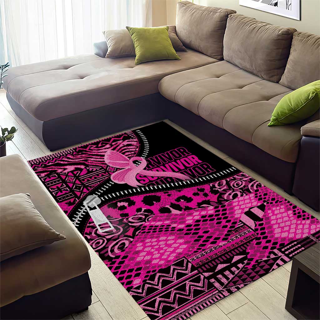Pink Ribbon Animals Skin African Mixed Area Rug Zipper Stylized - African Pride