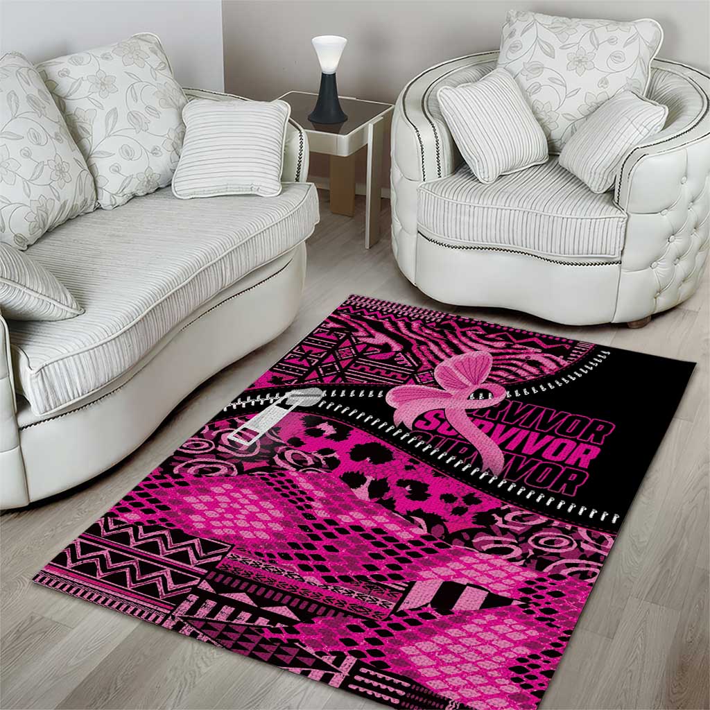 Pink Ribbon Animals Skin African Mixed Area Rug Zipper Stylized - African Pride