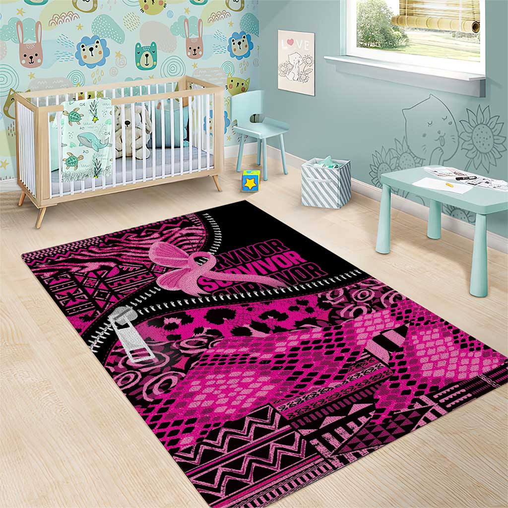 Pink Ribbon Animals Skin African Mixed Area Rug Zipper Stylized - African Pride