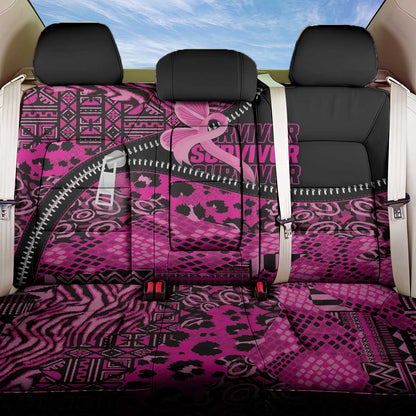 Pink Ribbon Animals Skin African Mixed Back Car Seat Cover Zipper Stylized - African Pride