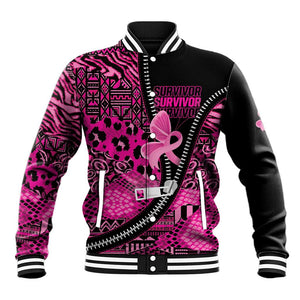 Pink Ribbon Animals Skin African Mixed Baseball Jacket Zipper Stylized - African Pride