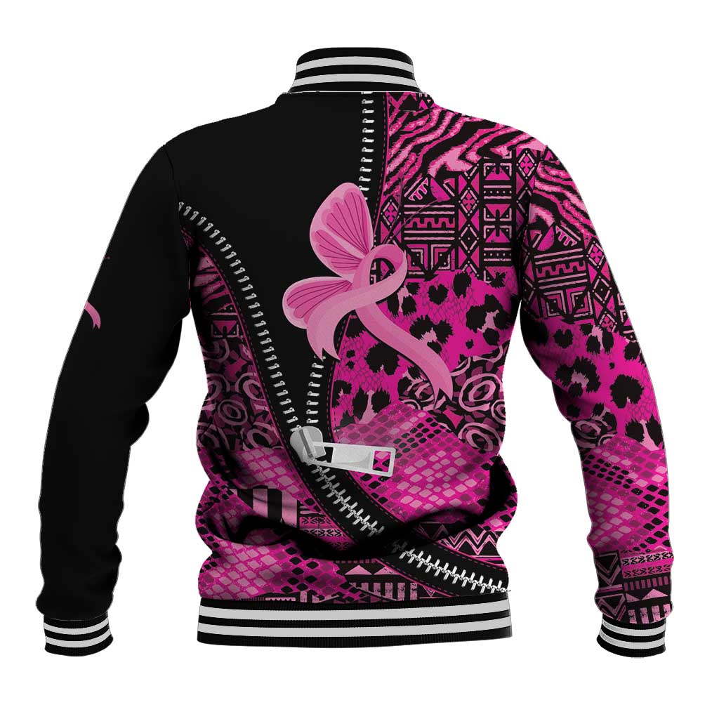 Pink Ribbon Animals Skin African Mixed Baseball Jacket Zipper Stylized - African Pride