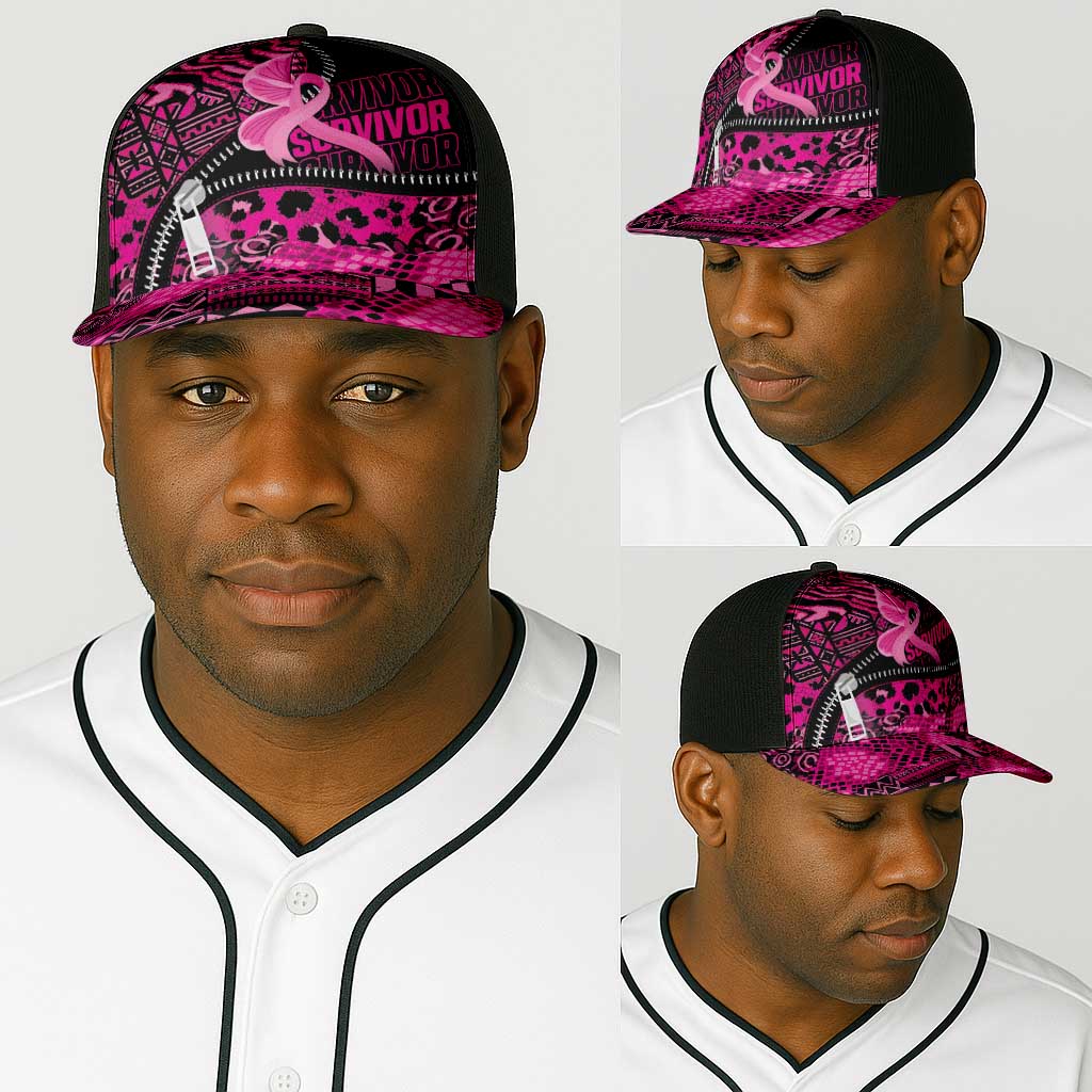 Pink Ribbon Animals Skin African Mixed Baseball Net Cap Zipper Stylized - African Pride