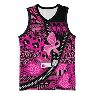 Pink Ribbon Animals Skin African Mixed Basketball Jersey Zipper Stylized - African Pride