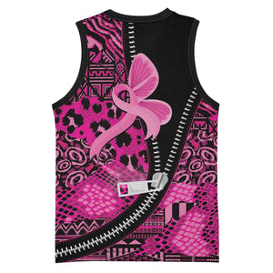 Pink Ribbon Animals Skin African Mixed Basketball Jersey Zipper Stylized - African Pride