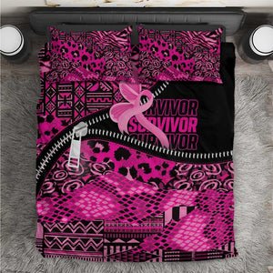 Pink Ribbon Animals Skin African Mixed Bedding Set Zipper Stylized - African Pride