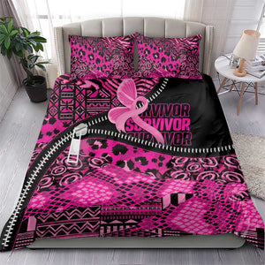 Pink Ribbon Animals Skin African Mixed Bedding Set Zipper Stylized - African Pride