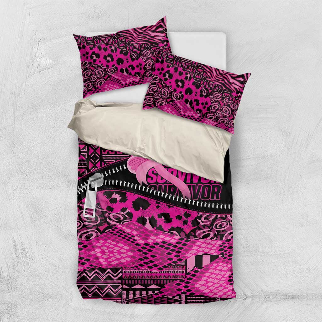 Pink Ribbon Animals Skin African Mixed Bedding Set Zipper Stylized - African Pride