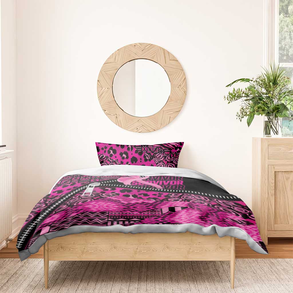 Pink Ribbon Animals Skin African Mixed Bedding Set Zipper Stylized - African Pride