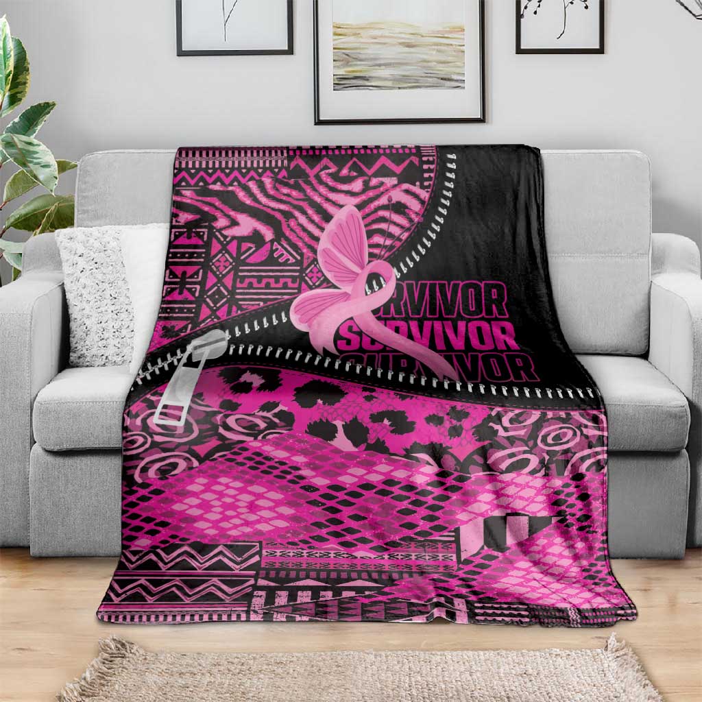 Pink Ribbon Animals Skin African Mixed Blanket Zipper Stylized - African Pride