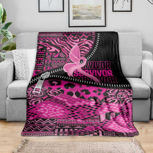 Pink Ribbon Animals Skin African Mixed Blanket Zipper Stylized - African Pride