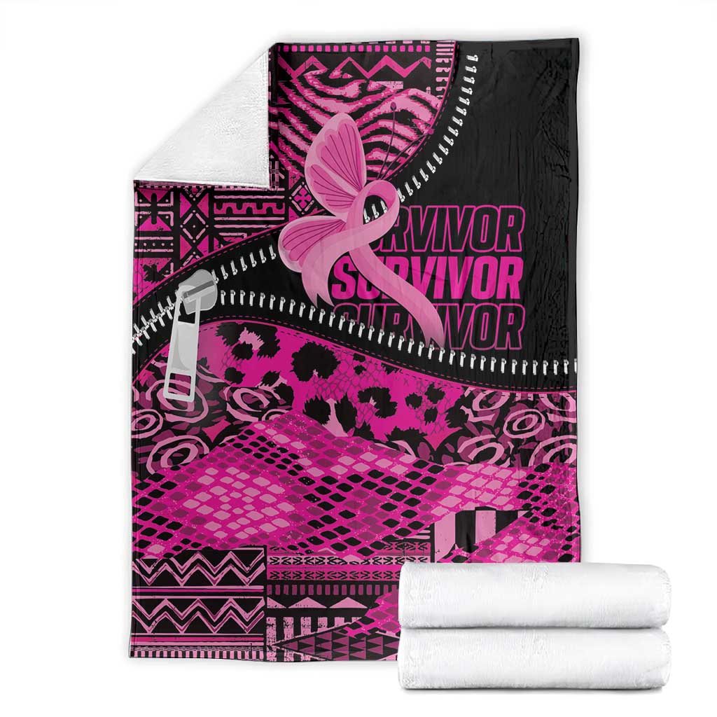 Pink Ribbon Animals Skin African Mixed Blanket Zipper Stylized - African Pride