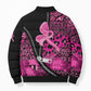 Pink Ribbon Animals Skin African Mixed Bomber Puffer Jacket Zipper Stylized