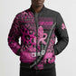 Pink Ribbon Animals Skin African Mixed Bomber Puffer Jacket Zipper Stylized