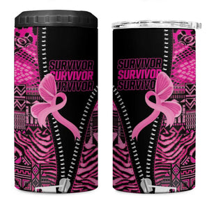 Pink Ribbon Animals Skin African Mixed 4 in 1 Can Cooler Tumbler Zipper Stylized - African Pride