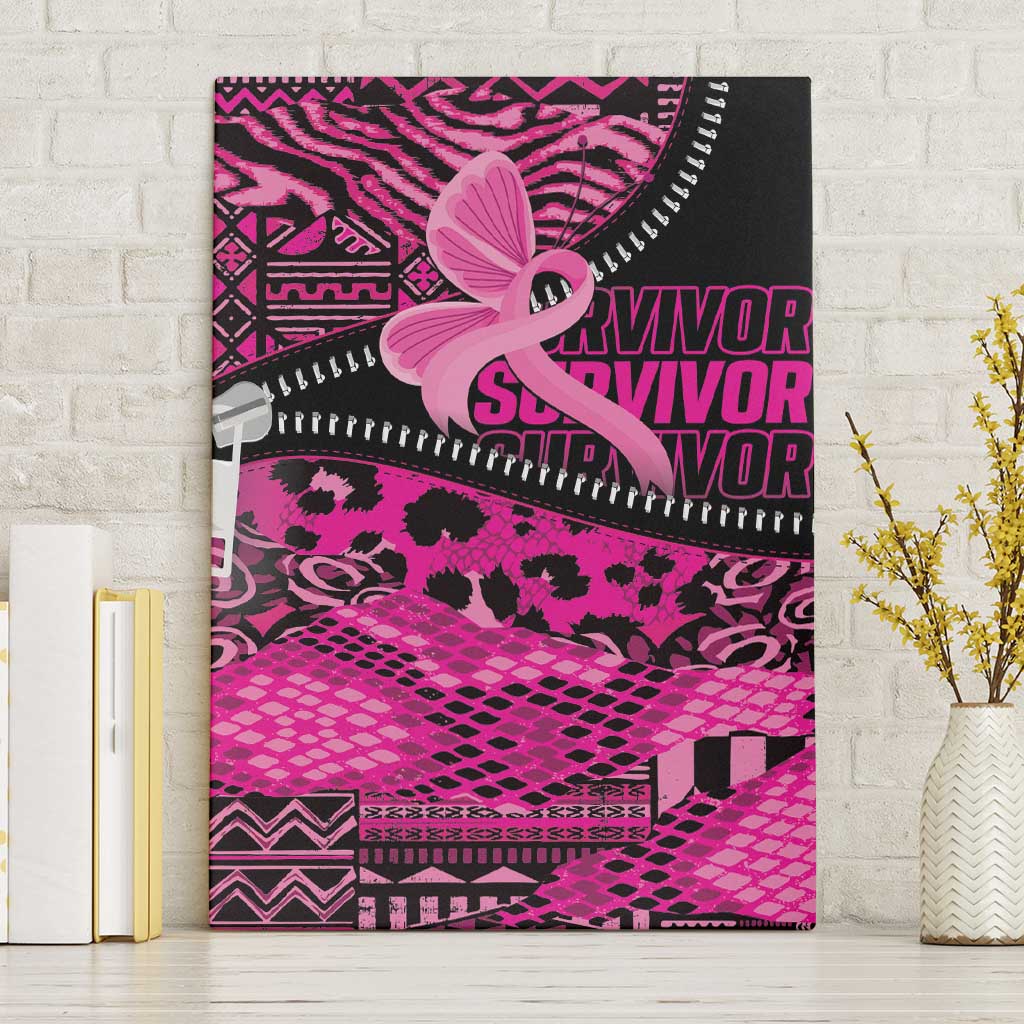 Pink Ribbon Animals Skin African Mixed Canvas Wall Art Zipper Stylized - African Pride