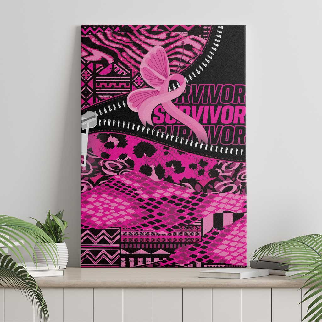 Pink Ribbon Animals Skin African Mixed Canvas Wall Art Zipper Stylized - African Pride