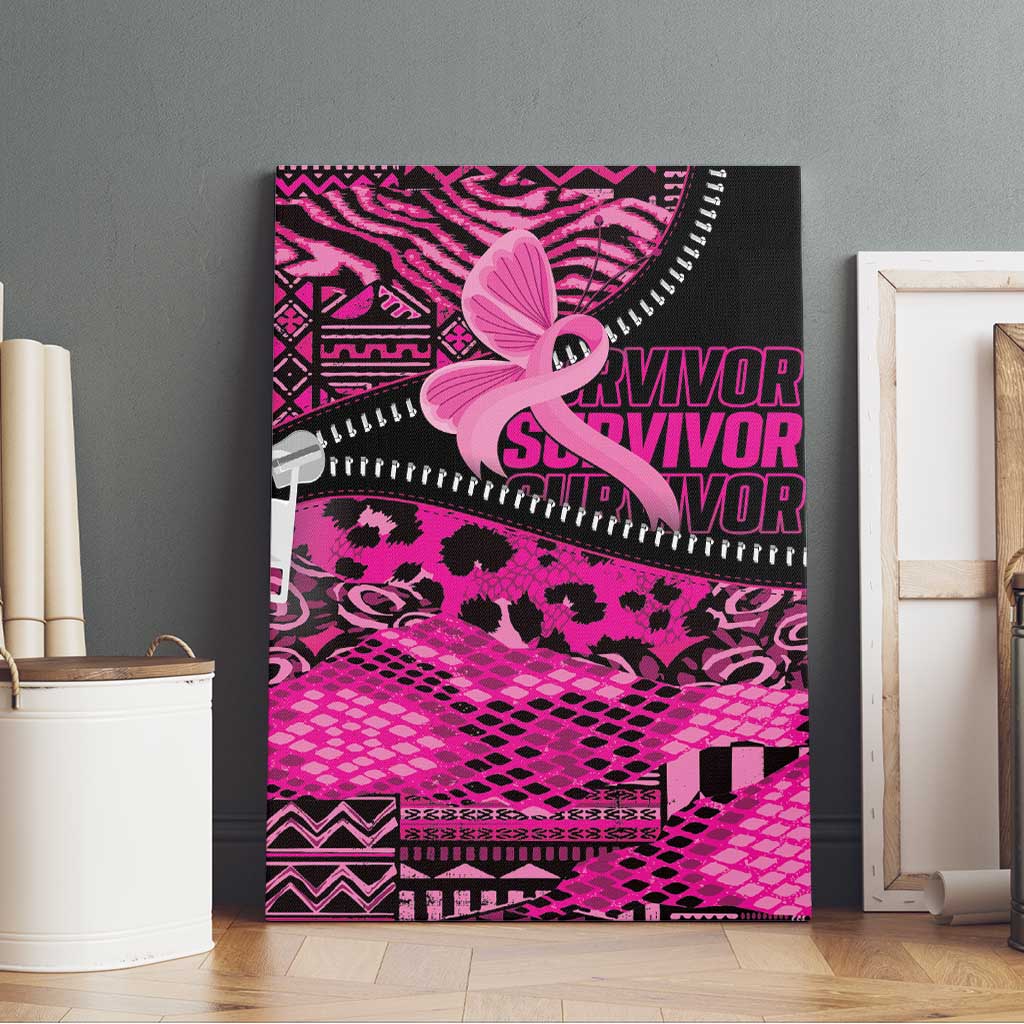 Pink Ribbon Animals Skin African Mixed Canvas Wall Art Zipper Stylized - African Pride