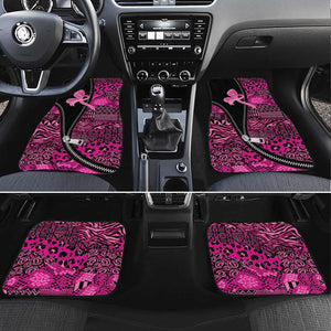 Pink Ribbon Animals Skin African Mixed Car Mats Zipper Stylized - African Pride