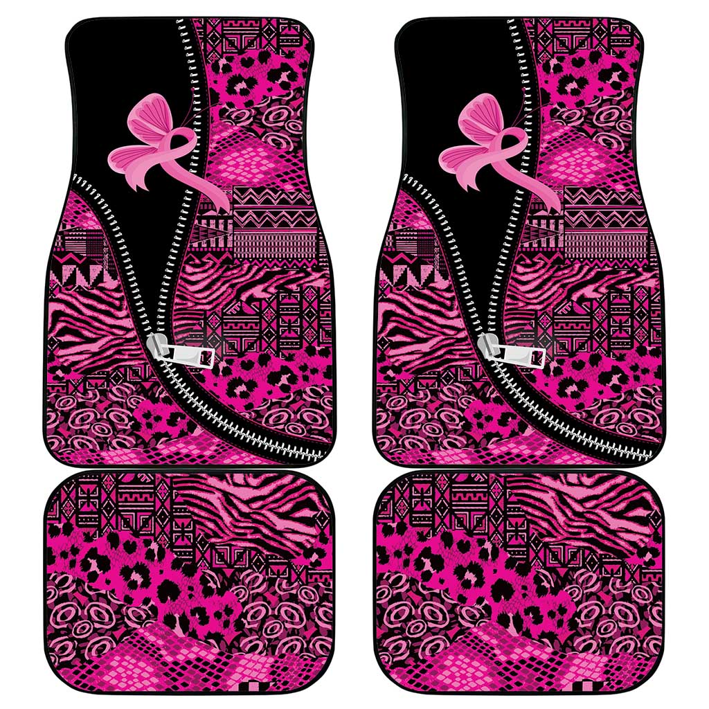 Pink Ribbon Animals Skin African Mixed Car Mats Zipper Stylized - African Pride