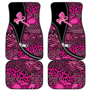 Pink Ribbon Animals Skin African Mixed Car Mats Zipper Stylized - African Pride