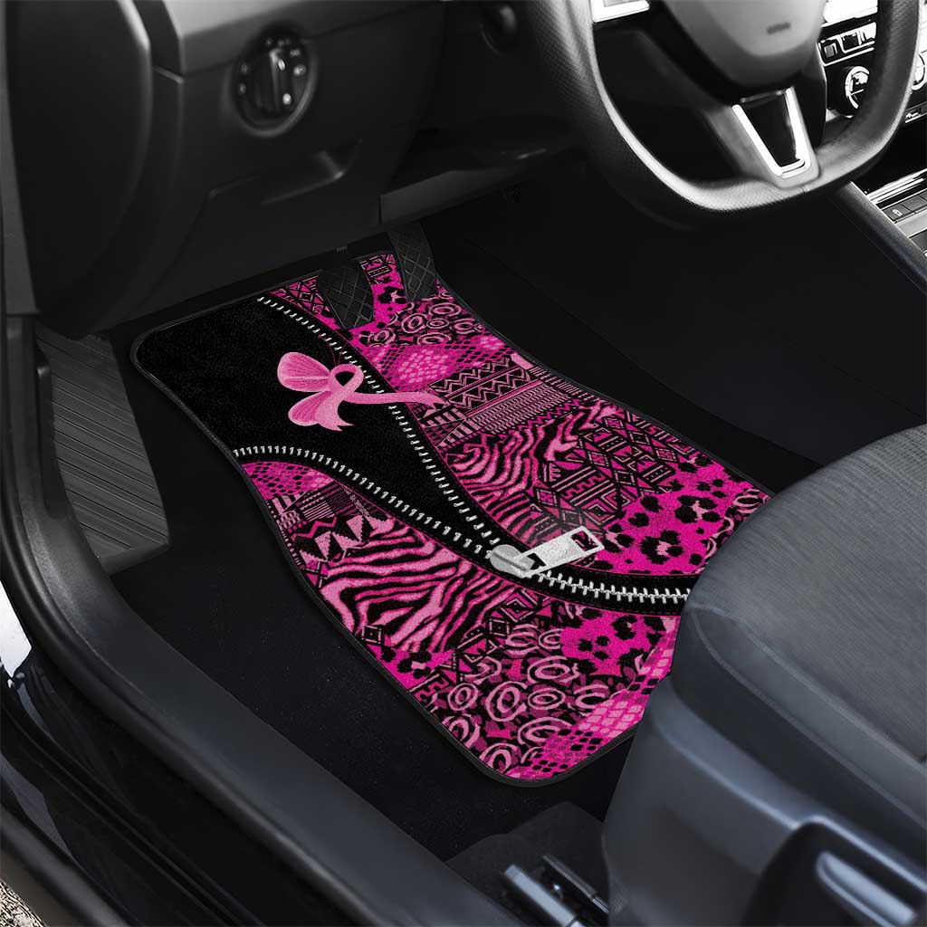 Pink Ribbon Animals Skin African Mixed Car Mats Zipper Stylized - African Pride