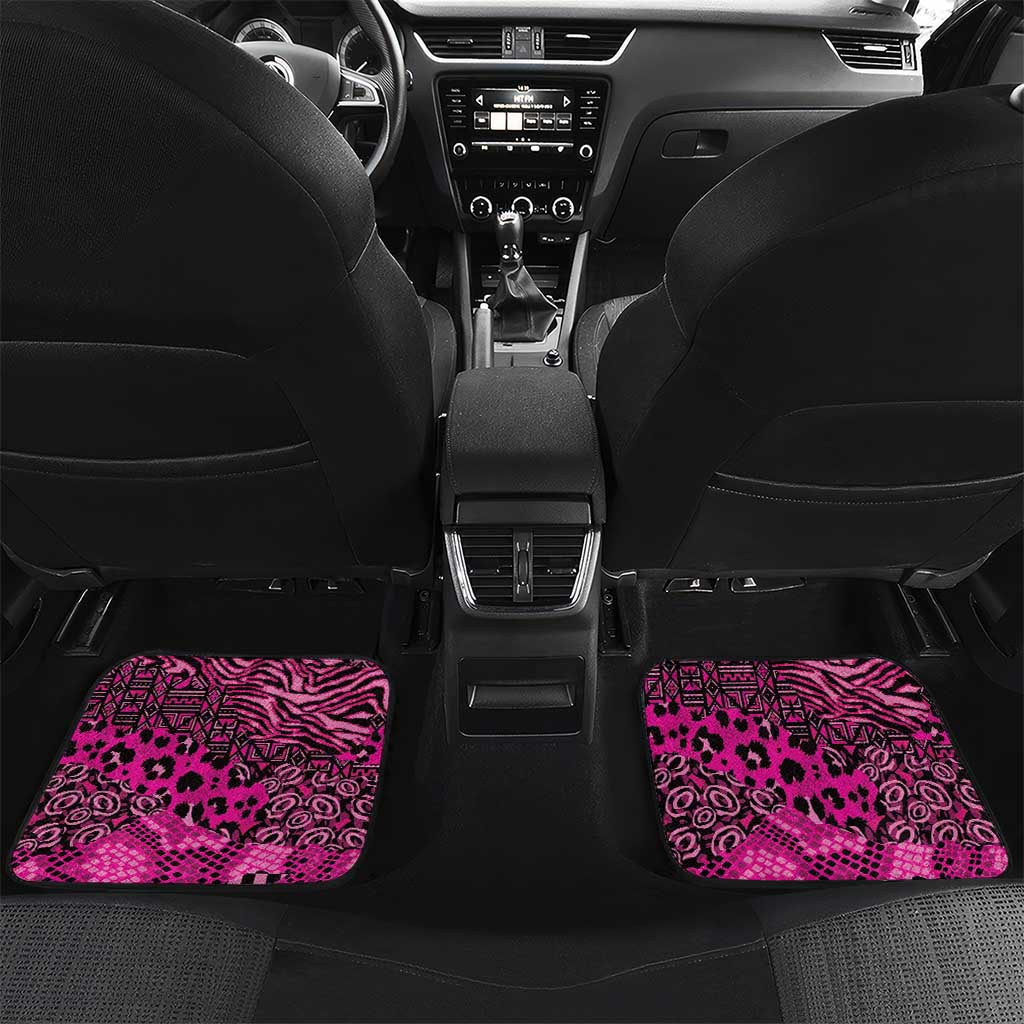 Pink Ribbon Animals Skin African Mixed Car Mats Zipper Stylized - African Pride