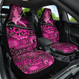 Pink Ribbon Animals Skin African Mixed Car Seat Cover Zipper Stylized - African Pride