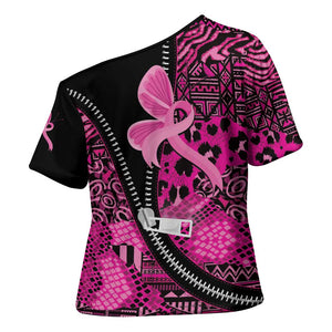 Pink Ribbon Animals Skin African Mixed Cross Shoulder Shirt Zipper Stylized