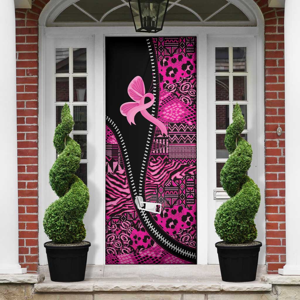 Pink Ribbon Animals Skin African Mixed Door Cover Zipper Stylized