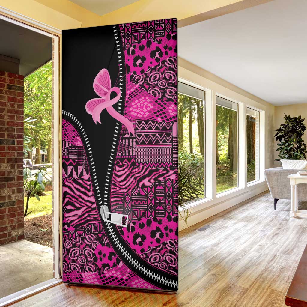 Pink Ribbon Animals Skin African Mixed Door Cover Zipper Stylized