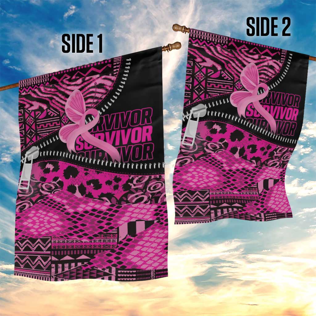 Pink Ribbon Animals Skin African Mixed Garden Flag Zipper Stylized - African Pride