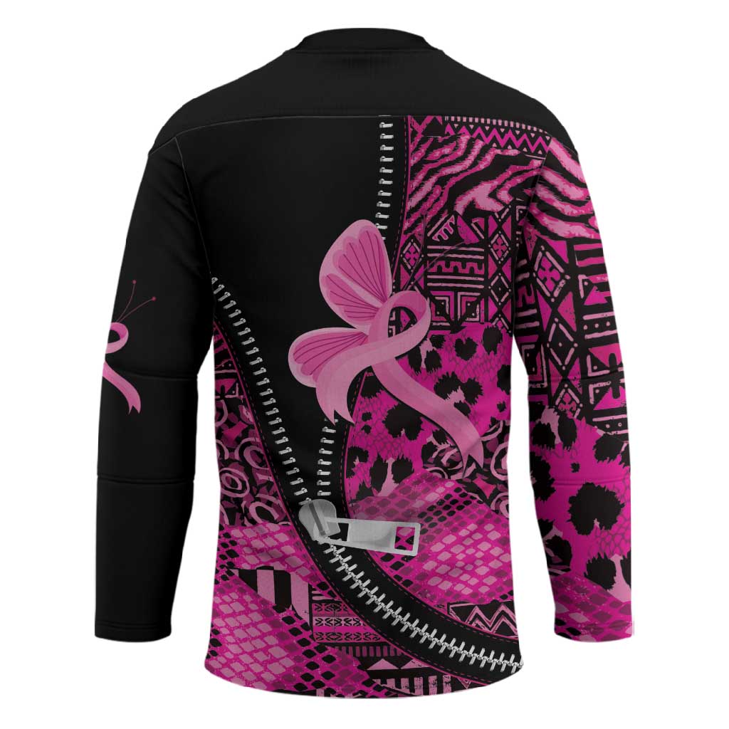 Pink Ribbon Animals Skin African Mixed Hockey Jersey Zipper Stylized