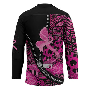 Pink Ribbon Animals Skin African Mixed Hockey Jersey Zipper Stylized