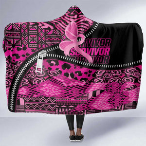 Pink Ribbon Animals Skin African Mixed Hooded Blanket Zipper Stylized - African Pride