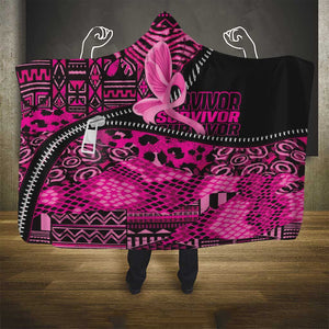 Pink Ribbon Animals Skin African Mixed Hooded Blanket Zipper Stylized - African Pride