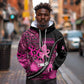 Pink Ribbon Animals Skin African Mixed Hoodie Zipper Stylized - African Pride