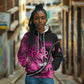 Pink Ribbon Animals Skin African Mixed Hoodie Zipper Stylized - African Pride