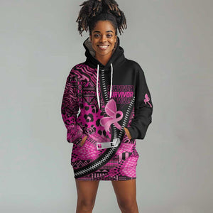Pink Ribbon Animals Skin African Mixed Hoodie Dress Zipper Stylized - African Pride