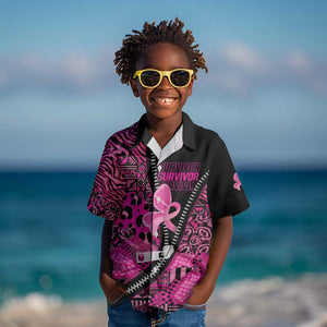 Pink Ribbon Animals Skin African Mixed Kid Hawaiian Shirt Zipper Stylized - African Pride