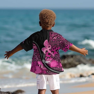 Pink Ribbon Animals Skin African Mixed Kid Hawaiian Shirt Zipper Stylized - African Pride