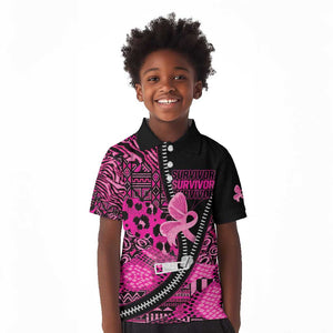 Pink Ribbon Animals Skin African Mixed Kid Polo Shirt Zipper Stylized - African Pride