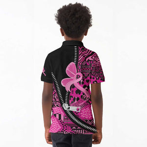 Pink Ribbon Animals Skin African Mixed Kid Polo Shirt Zipper Stylized - African Pride