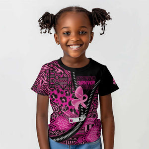 Pink Ribbon Animals Skin African Mixed Kid T shirt Zipper Stylized - African Pride