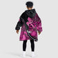 Pink Ribbon Animals Skin African Mixed Kid Wearable Blanket Hoodie Zipper Stylized - African Pride