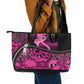 Pink Ribbon Animals Skin African Mixed Leather Tote Bag Zipper Stylized - African Pride