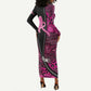 Pink Ribbon Animals Skin African Mixed Long Sleeve Bodycon Dress Zipper Stylized - African Pride