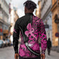 Pink Ribbon Animals Skin African Mixed Long Sleeve Button Shirt Zipper Stylized - African Pride