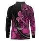 Pink Ribbon Animals Skin African Mixed Long Sleeve Polo Shirt Zipper Stylized - African Pride