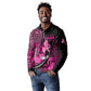 Pink Ribbon Animals Skin African Mixed Long Sleeve Polo Shirt Zipper Stylized - African Pride